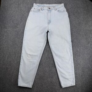 Vintage Levis 521 Tapered Fit High Rise Mom Jeans Light Wash Blue Women 14 Short